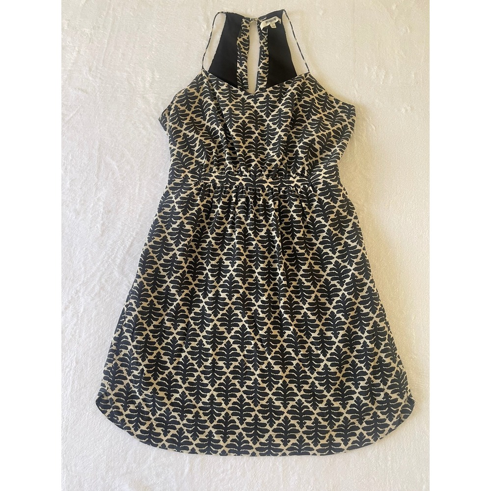 Madewell Silk Daylight Dress Size 2 Ikat Bloom Navy Cream Halter Fit Flare